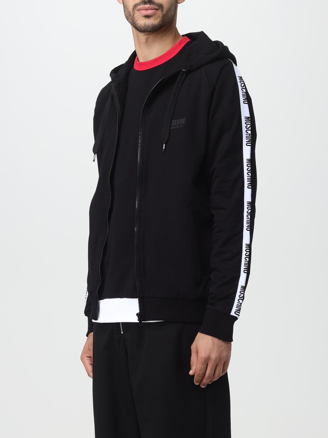 Moschino black outlet logo tape hoodie