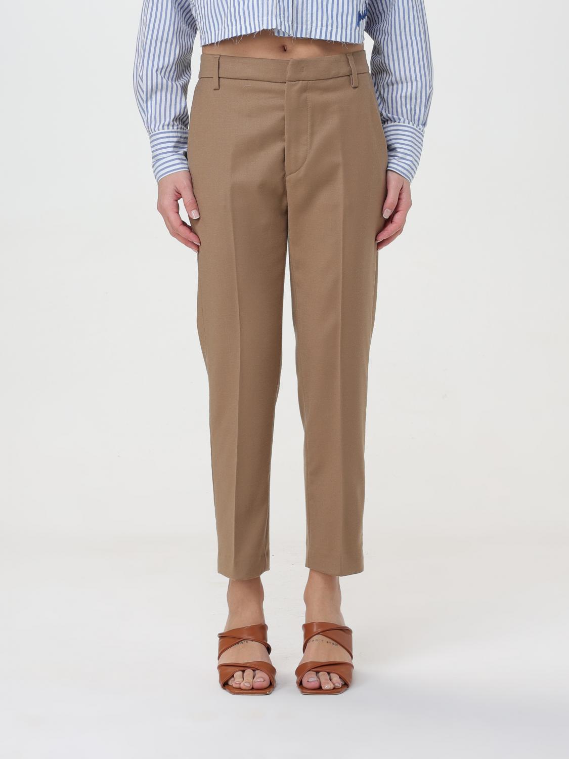 Dondup Pants In Synthetic Fabric In Camel