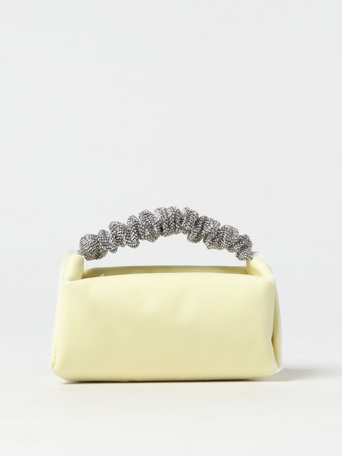 Shop Alexander Wang Scrunchie Bag In Velvet With Rhinestones In Cream
