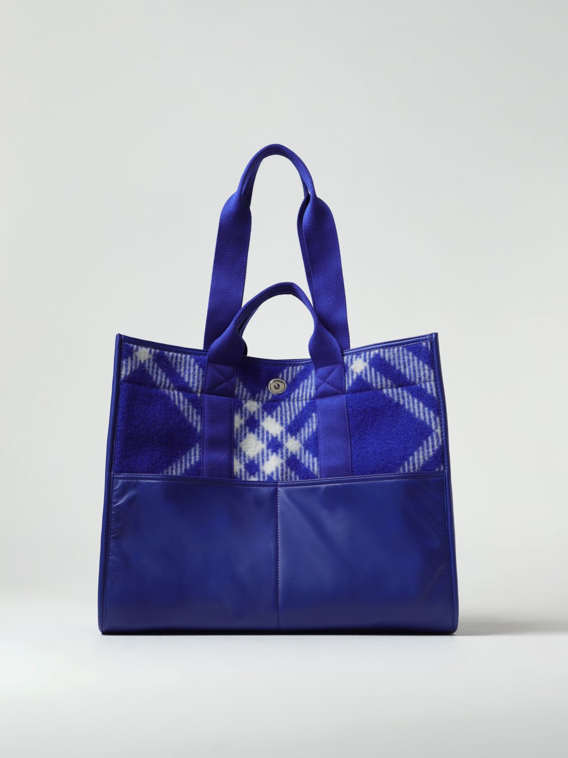 Shop Burberry Bag In Wool With Jacquard Check Pattern In Avion