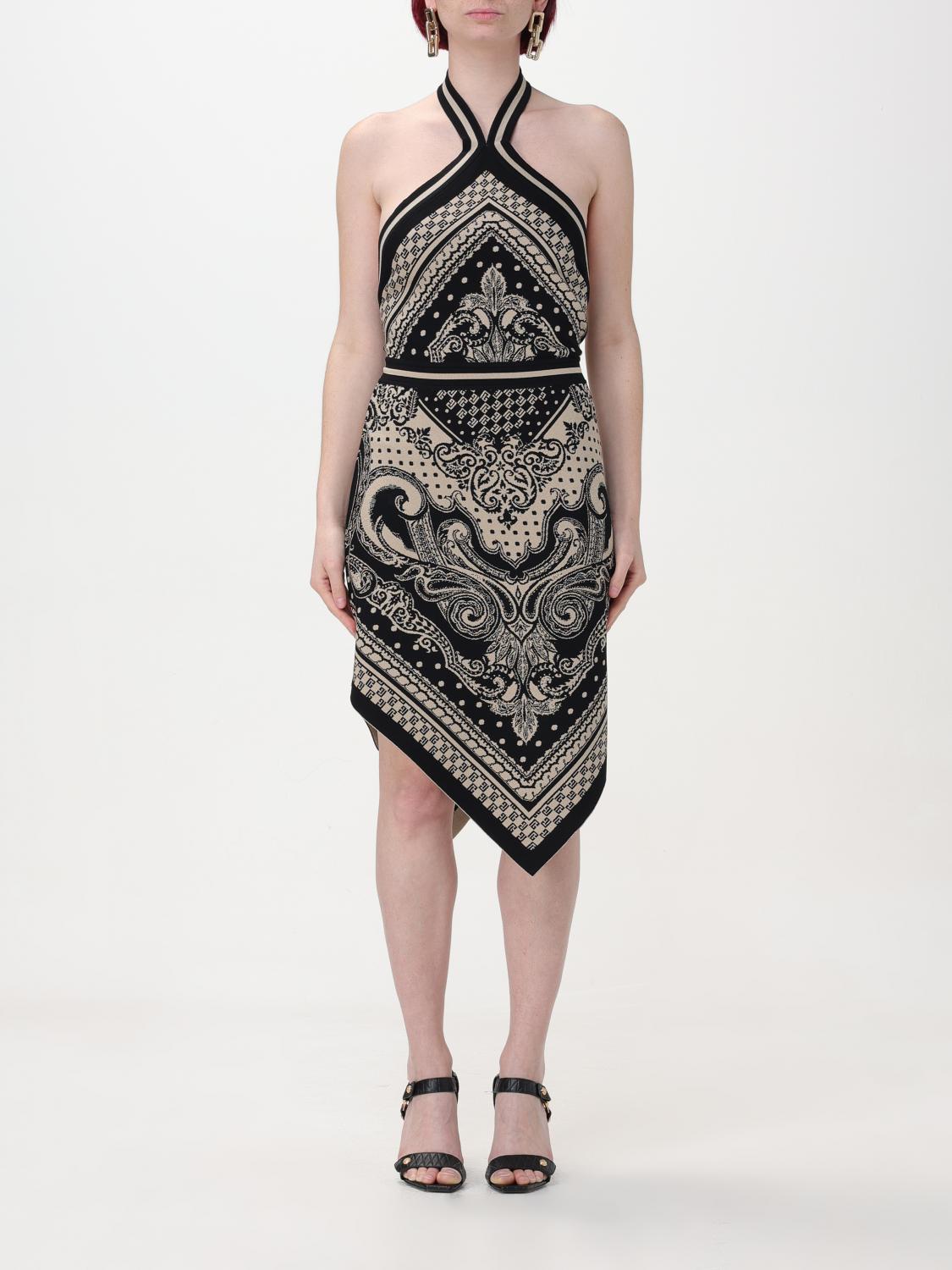 Balmain Halterneck Knitted Midi Dress In 象牙色