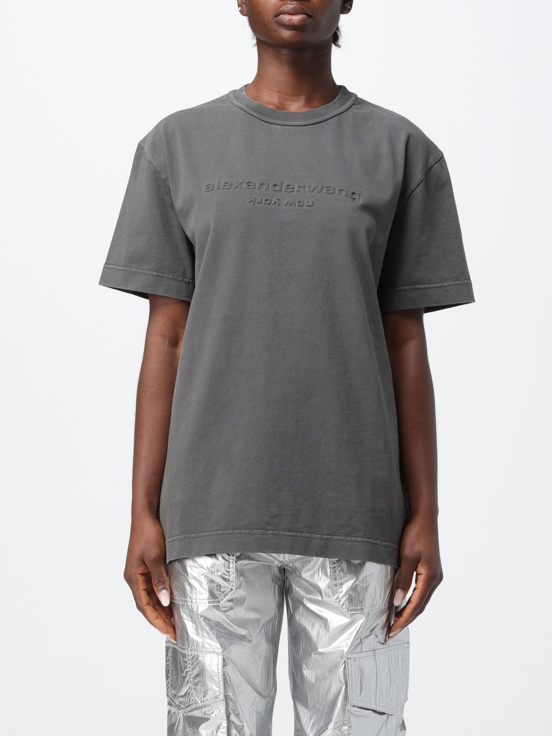 Shop Alexander Wang T-shirt  Woman Color Grey 1