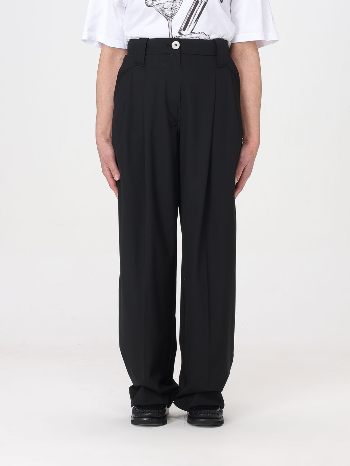 Shop Ganni Pants  Woman Color Black