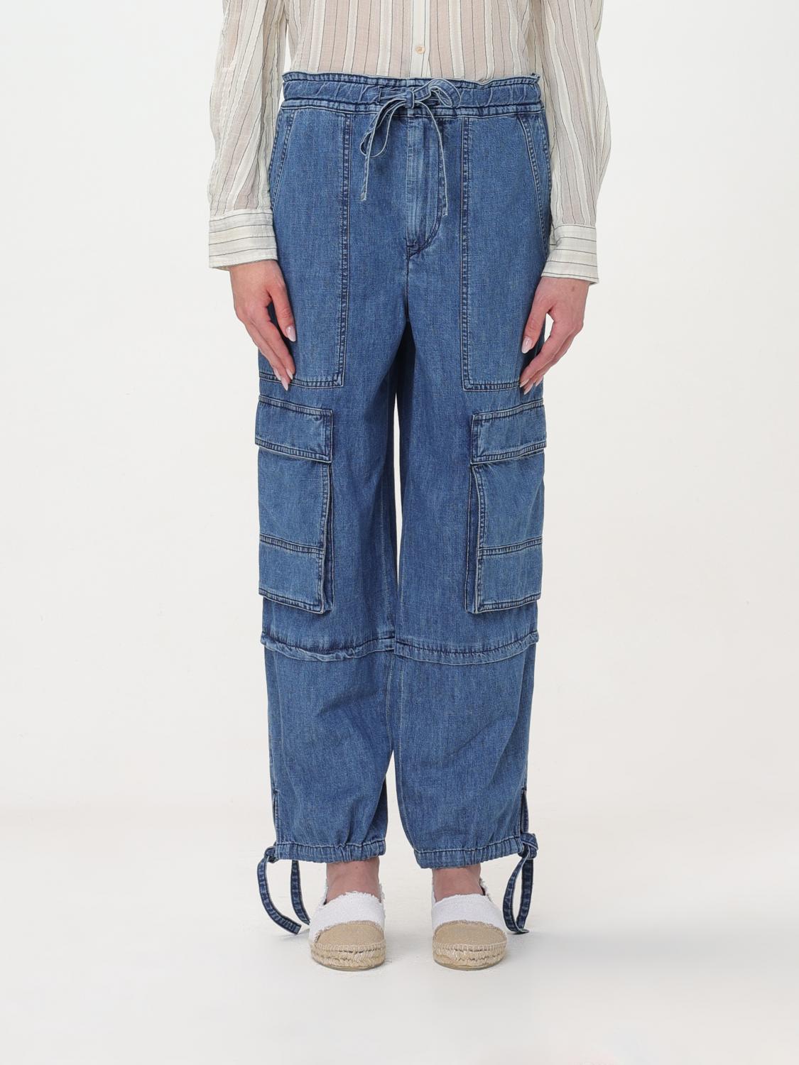 Isabel Marant Étoile Ivy Cargo Pants In Washed Effect Canvas Fabric In Blue