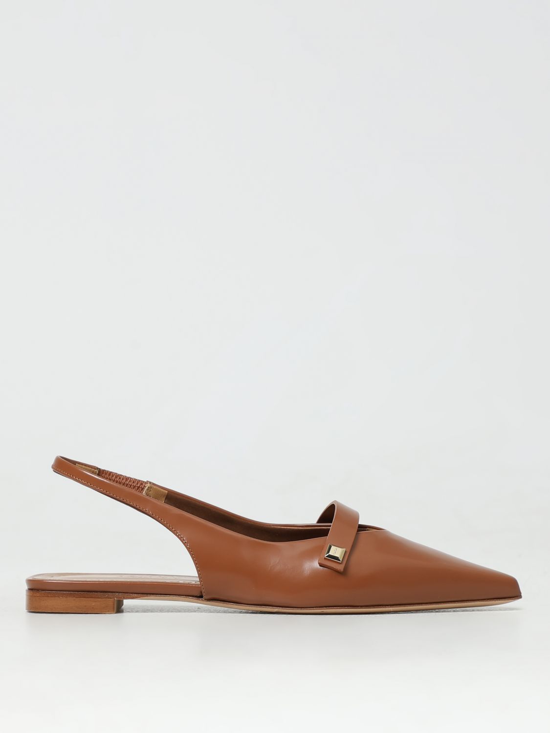 Max Mara Flat Shoes  Woman Colour Leather In 黄棕色