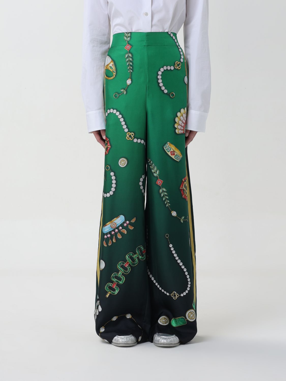 Shop Casablanca Pants  Woman Color Green