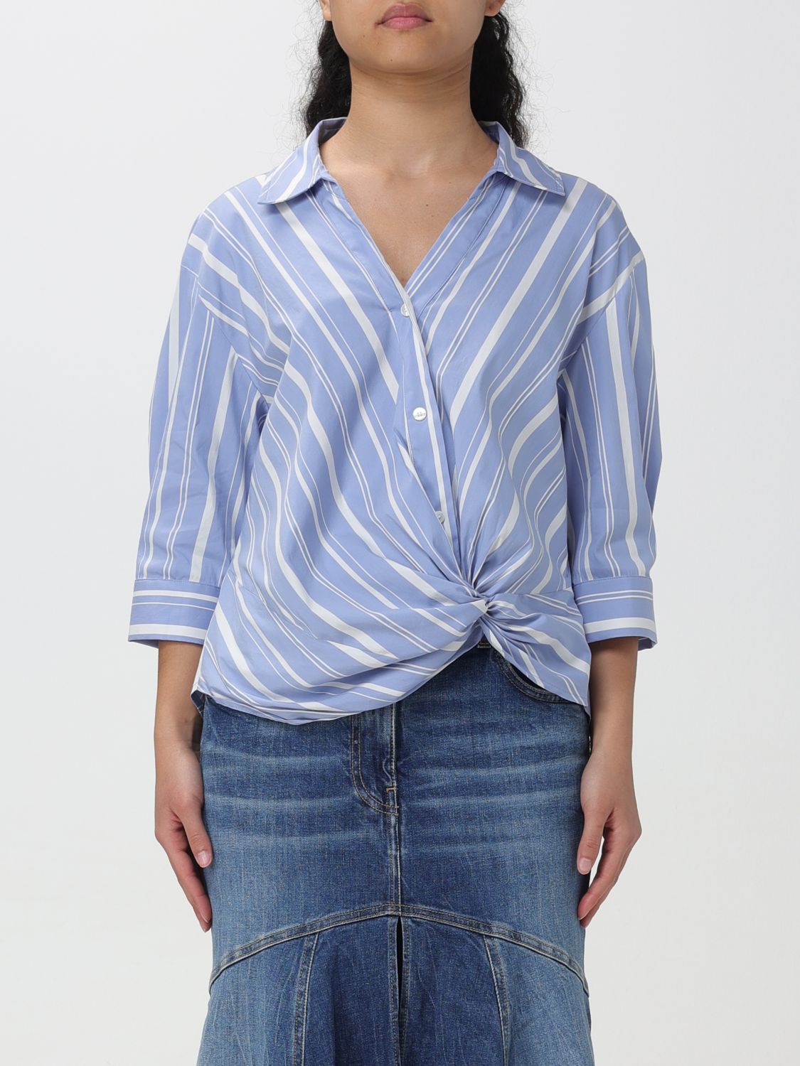 Shop Woolrich Shirt  Woman Color Gnawed Blue