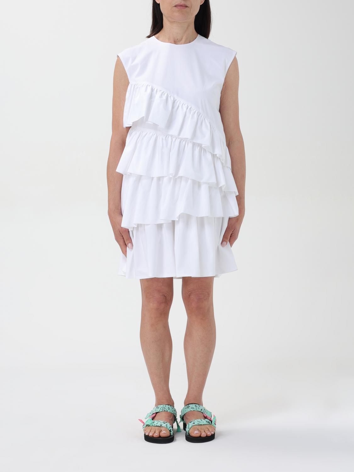 Msgm Tiered Ruffled Sleeveless Dress In White