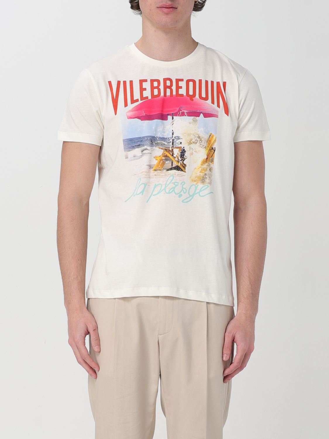 Shop Vilebrequin T-shirt  Men Color Cream
