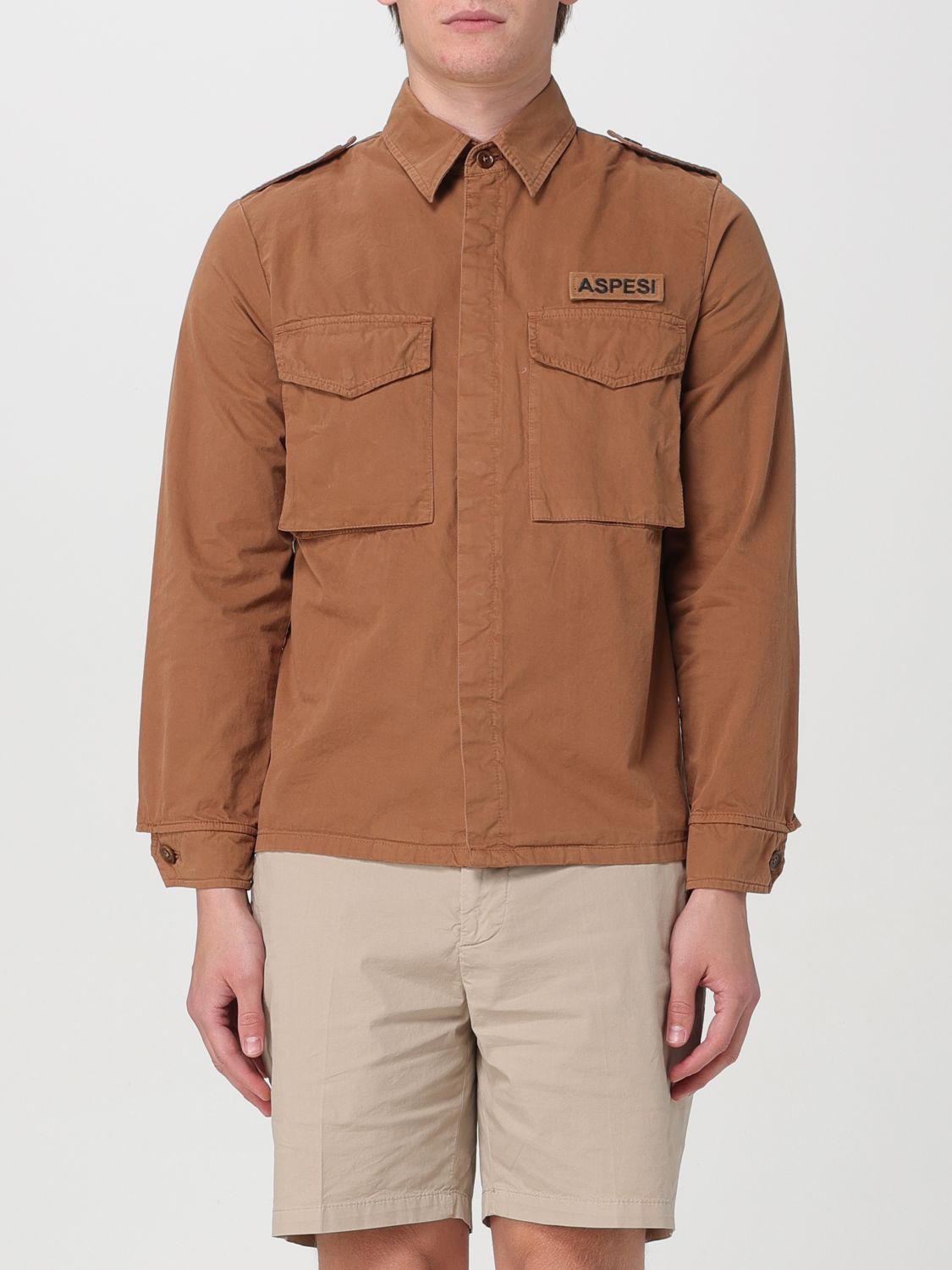Shop Aspesi Shirt  Men Color Brown