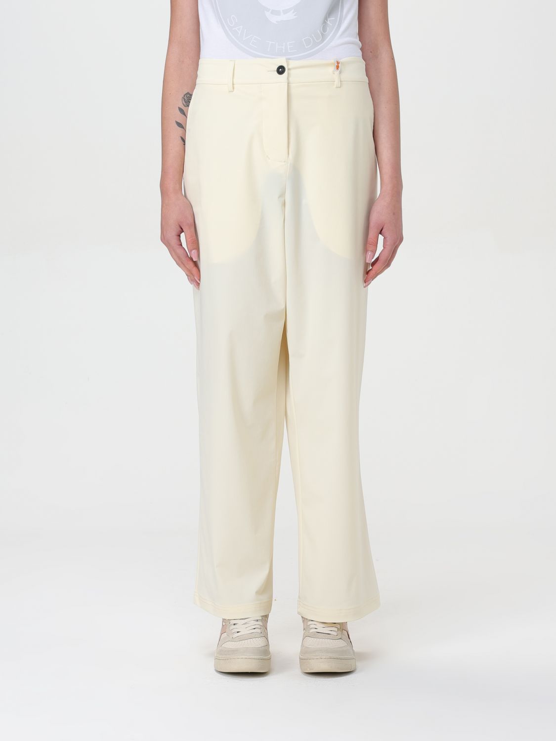 Shop Save The Duck Pants  Woman Color Yellow Cream