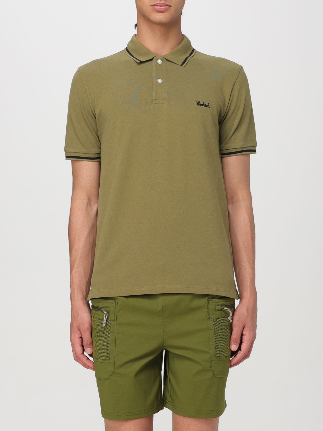 Shop Woolrich Polo Shirt  Men Color Green