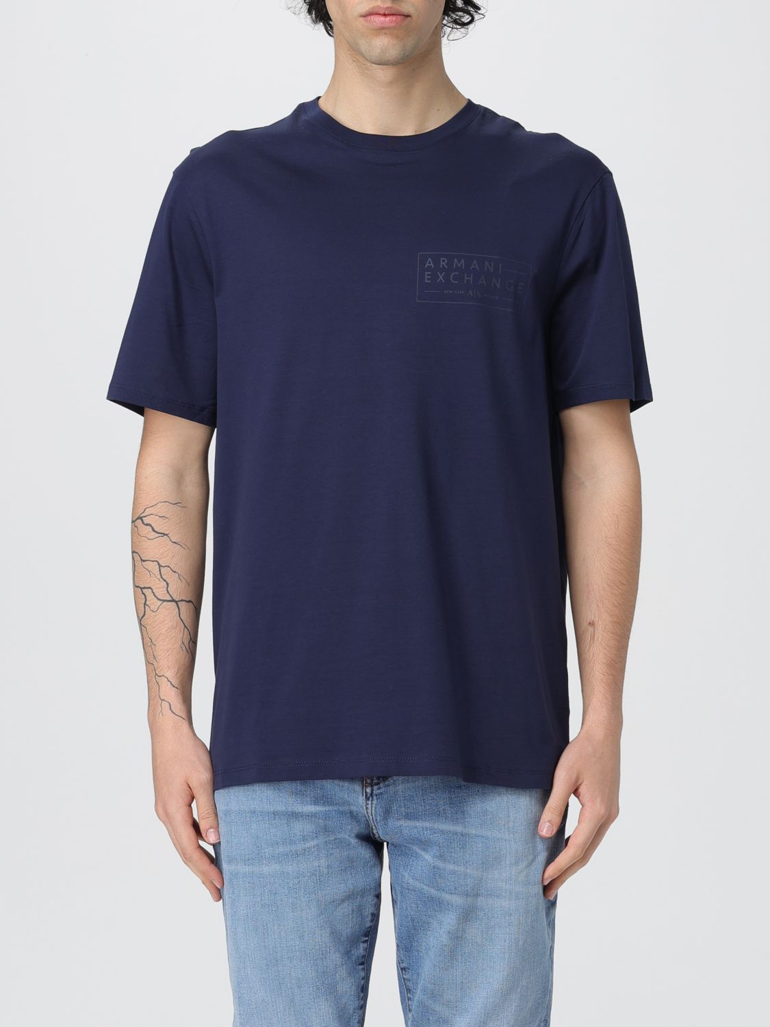 Shop Armani Exchange T-shirt  Men Color Blue