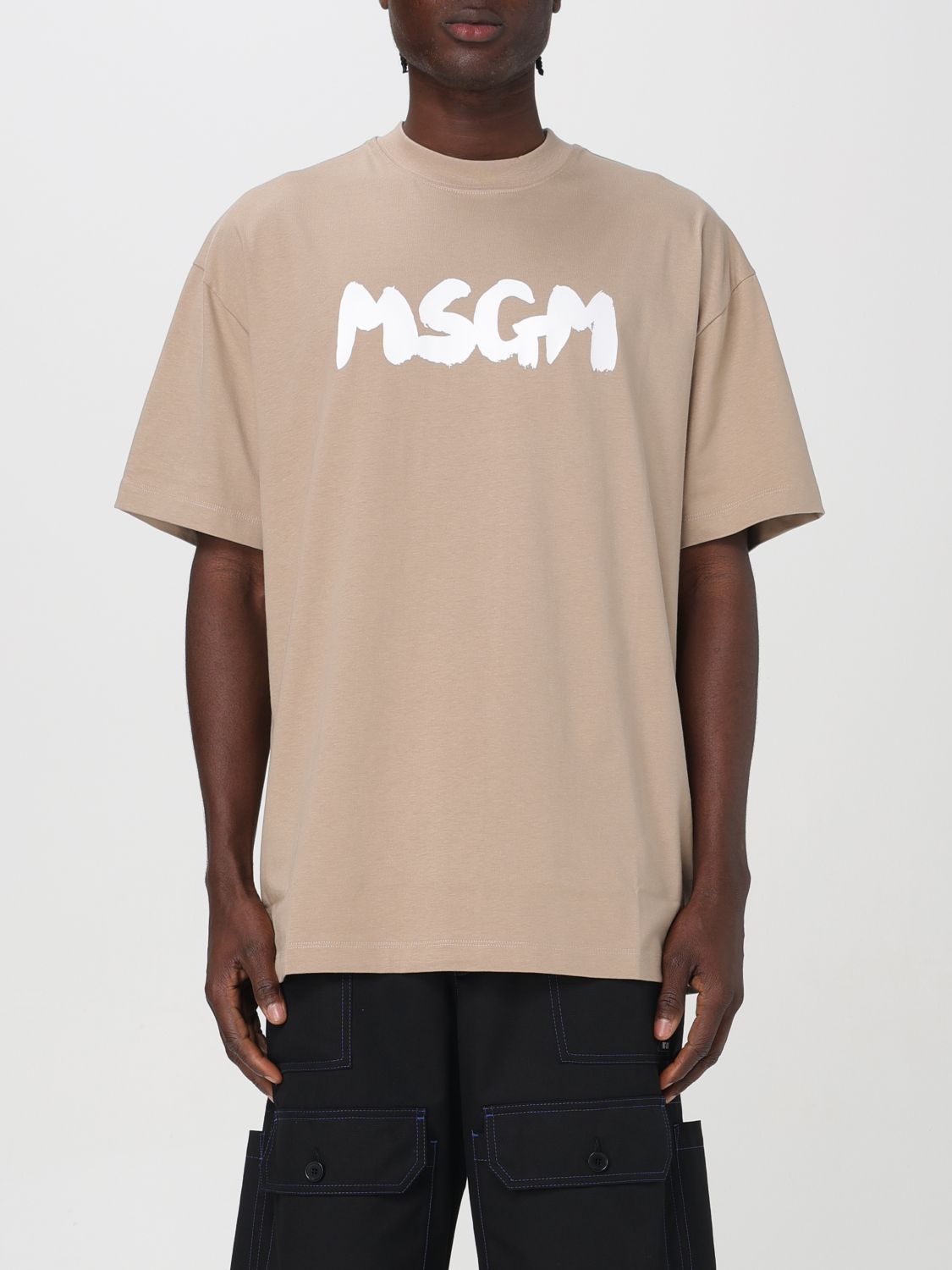 Shop Msgm T-shirt  Men Color Beige