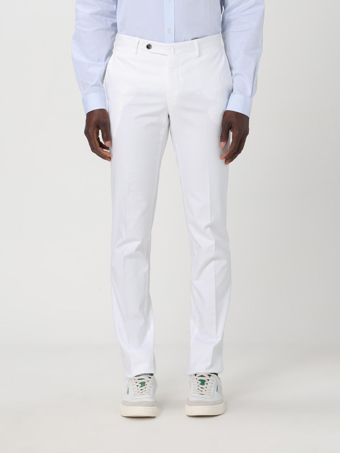 Pt Torino Dyed Silkochino Slim Fit Pants In White