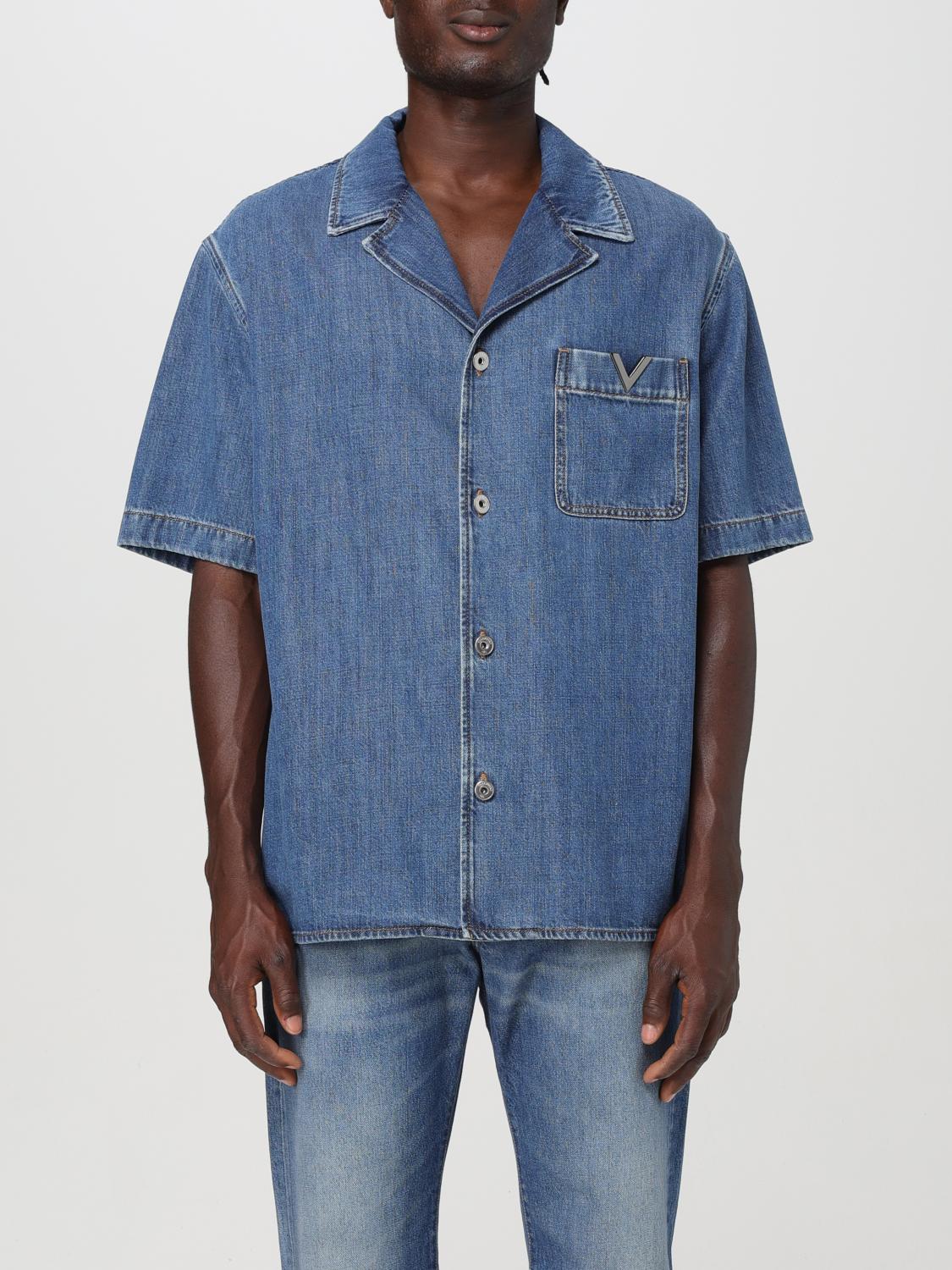 Shop Valentino Shirt  Men Color Blue