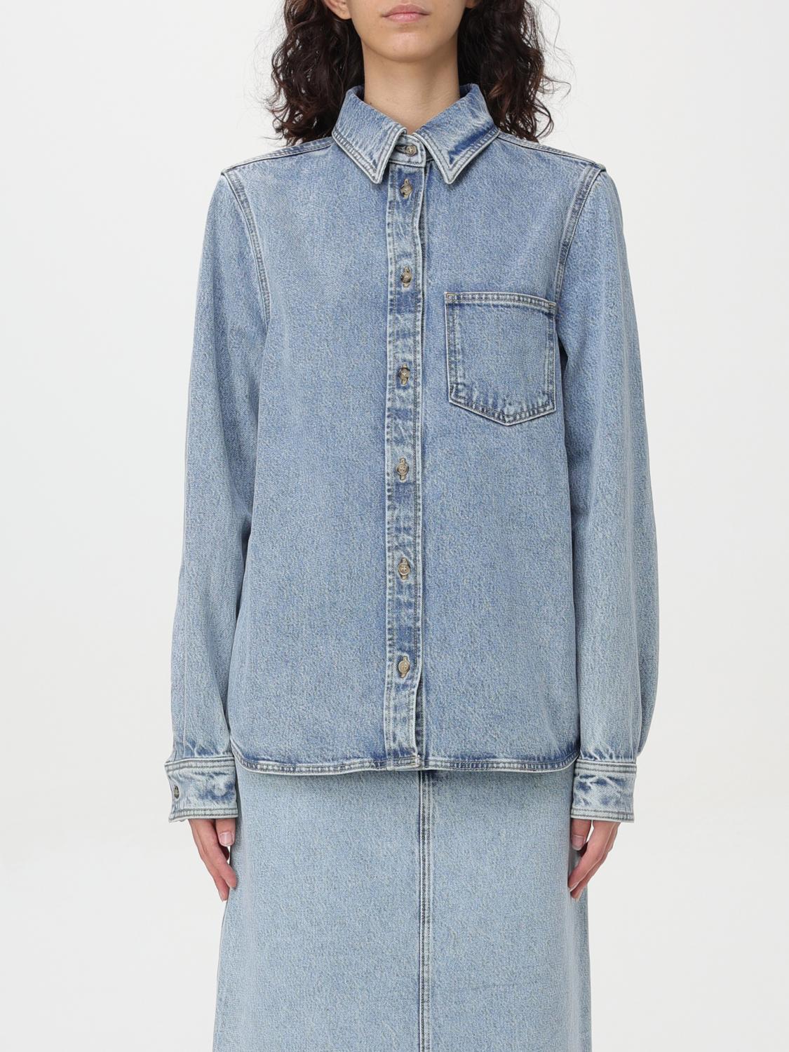 Shop Totême Shirt Toteme Woman Color Denim In 牛仔布