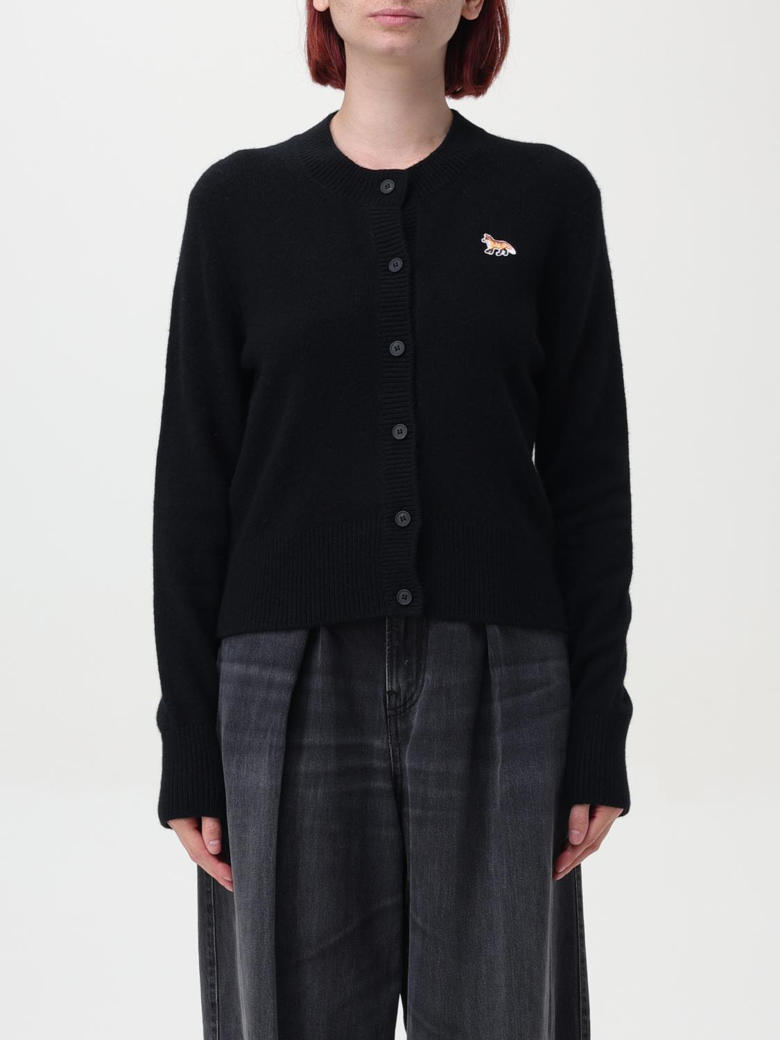 Shop Maison Kitsuné Cardigan  Woman Color Black