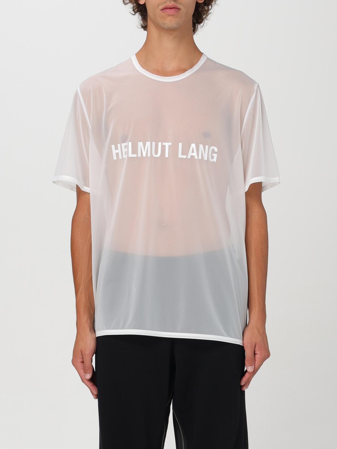Helmut Lang Sheer White T-shirt With Bold Logo In Weiss