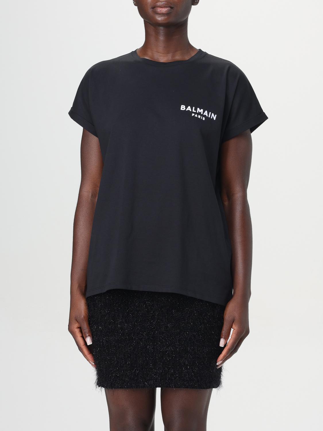 Shop Balmain T-shirt  Woman Color Black In Schwarz