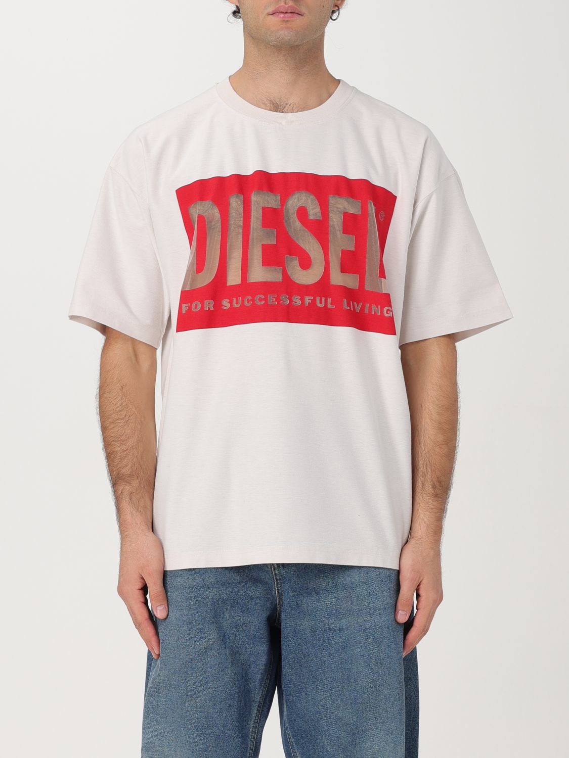 Shop Diesel T-shirt  Men Color White In Weiss