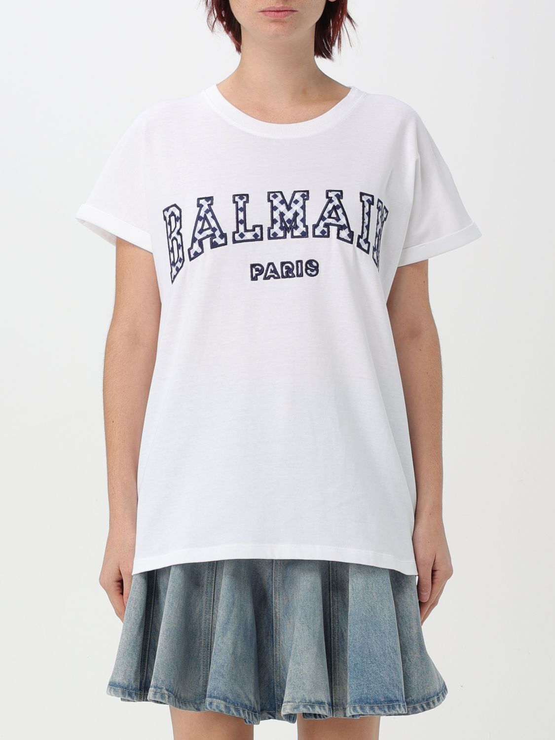 Shop Balmain T-shirt  Woman Color White In Weiss