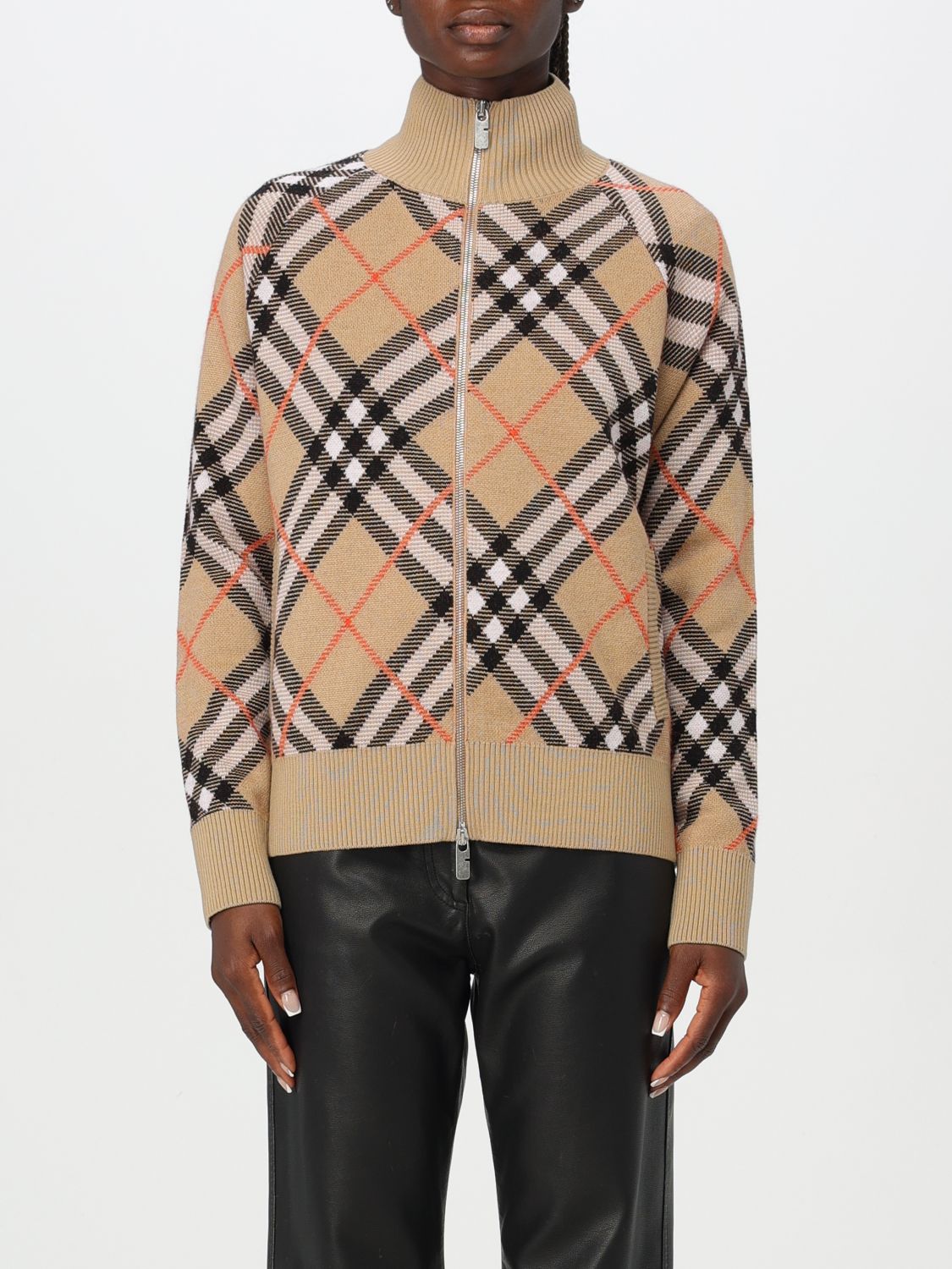 Shop Burberry Cardigan  Woman Color Beige