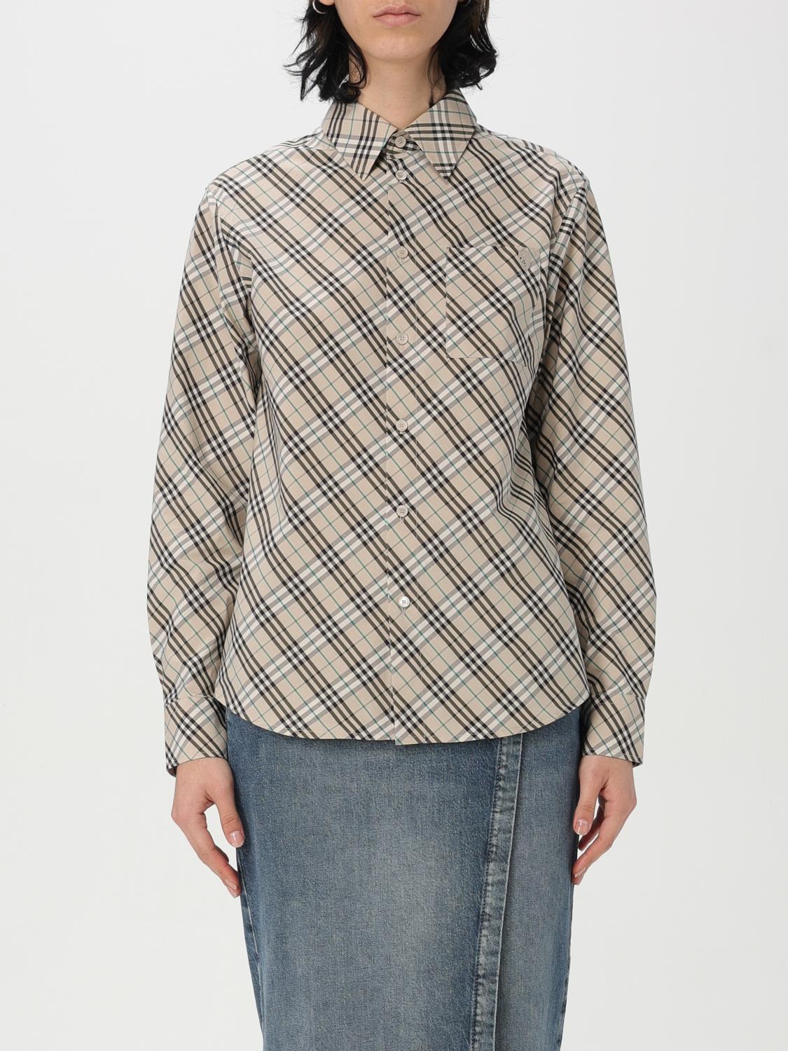 Shop Burberry Shirt Woman Color Brown