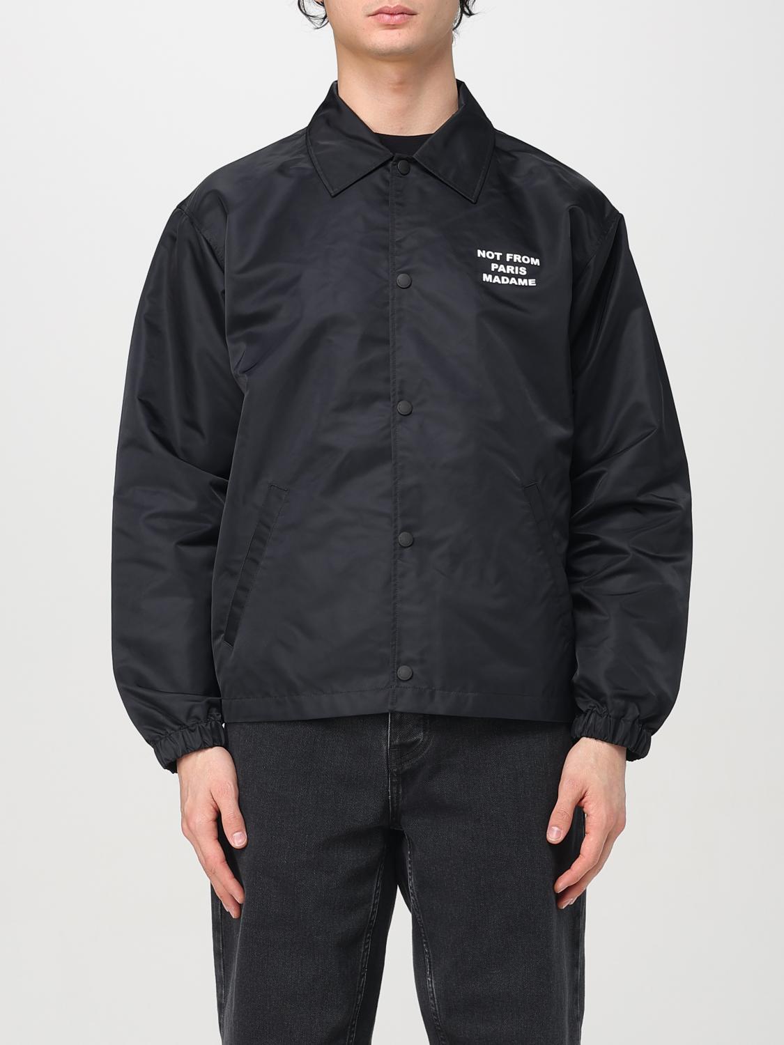 Drôle De Monsieur Black Jacket With Logo In Techno Fabric Man In Black