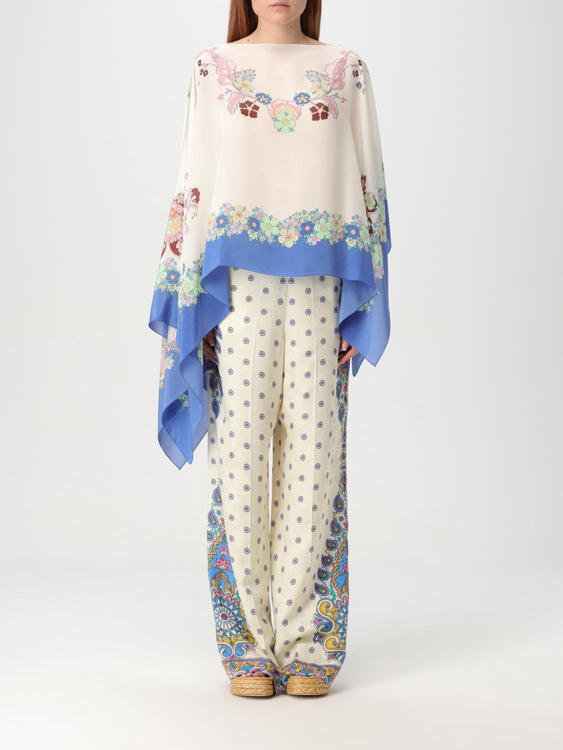 Etro Amebas Print Natural Pants For Women In White