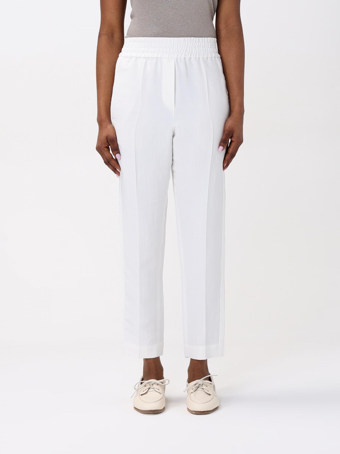Brunello Cucinelli Cropped Trousers In Natural