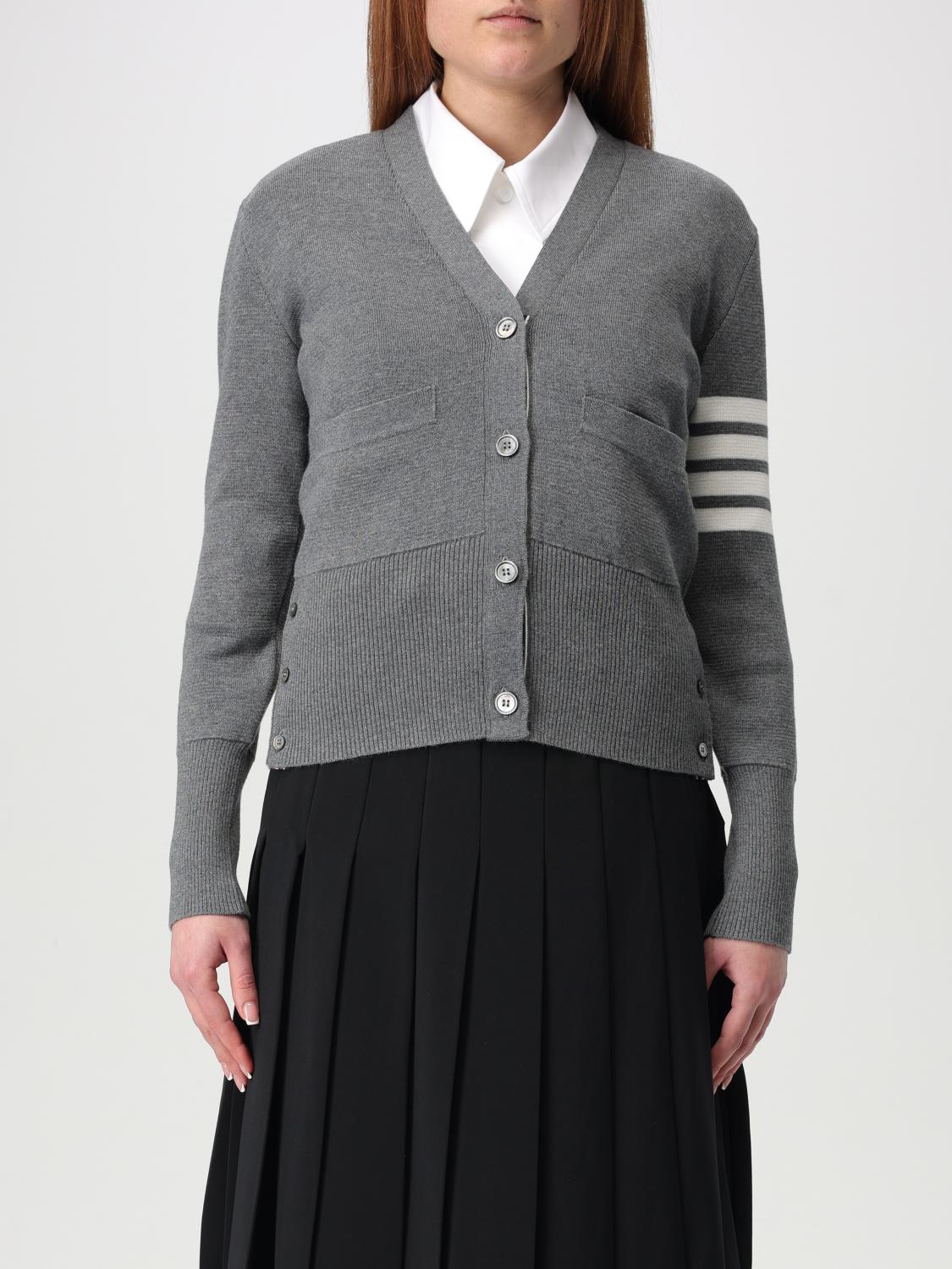 Thom Browne Cardigan Woman Color Grey In Grey