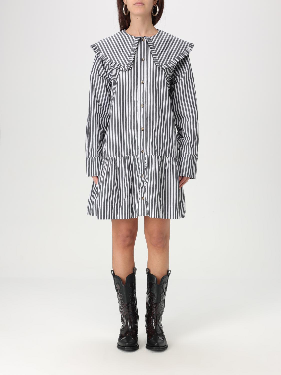 Shop Ganni Dress Woman Color Black
