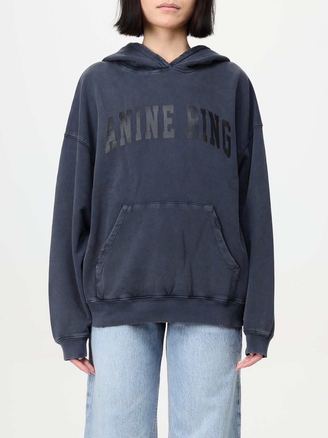 Shop Anine Bing Sweatshirt Woman Color Black In Nero