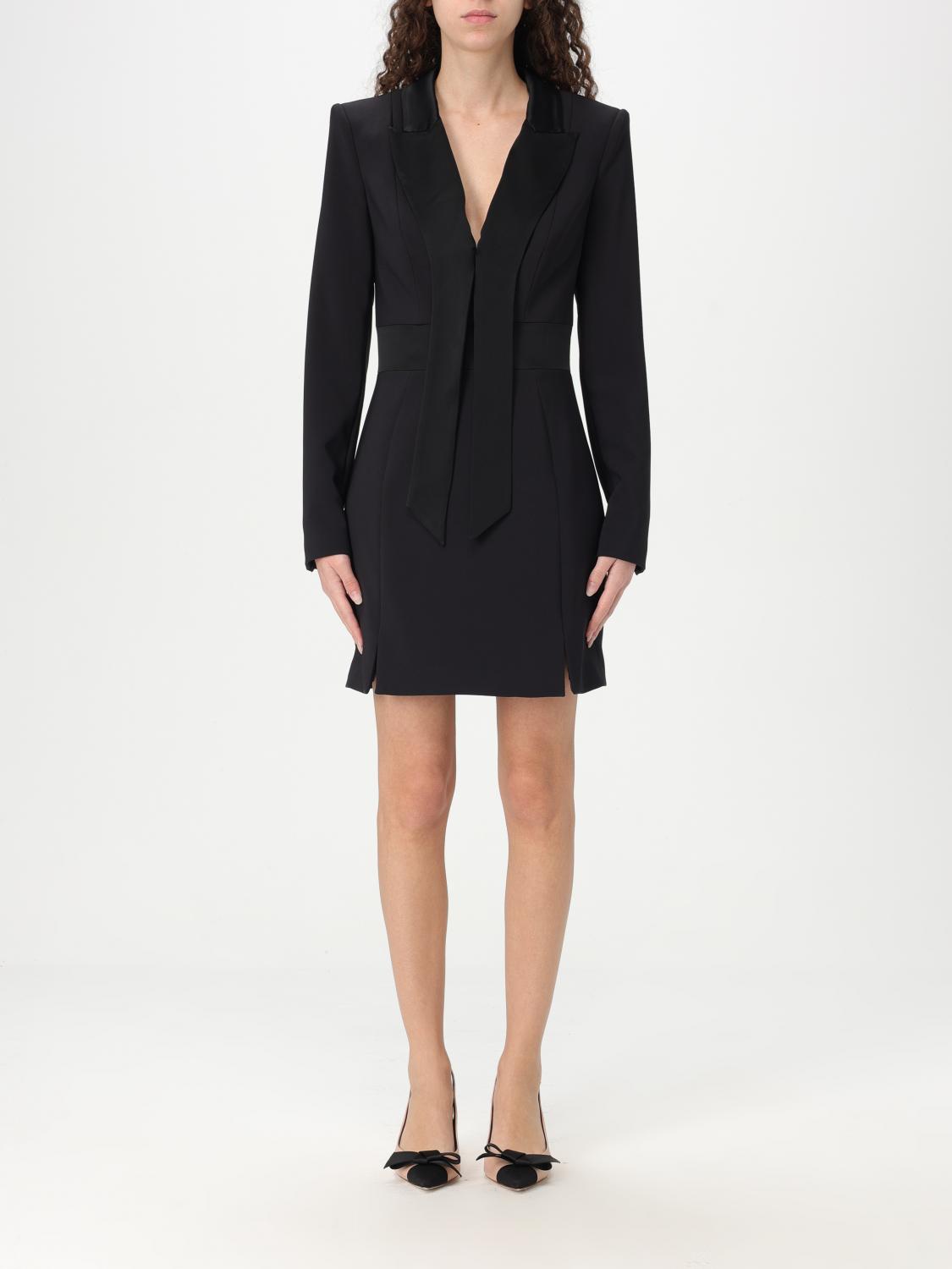 Elisabetta Franchi Satin-lapels Crepe Mini Dress In Black