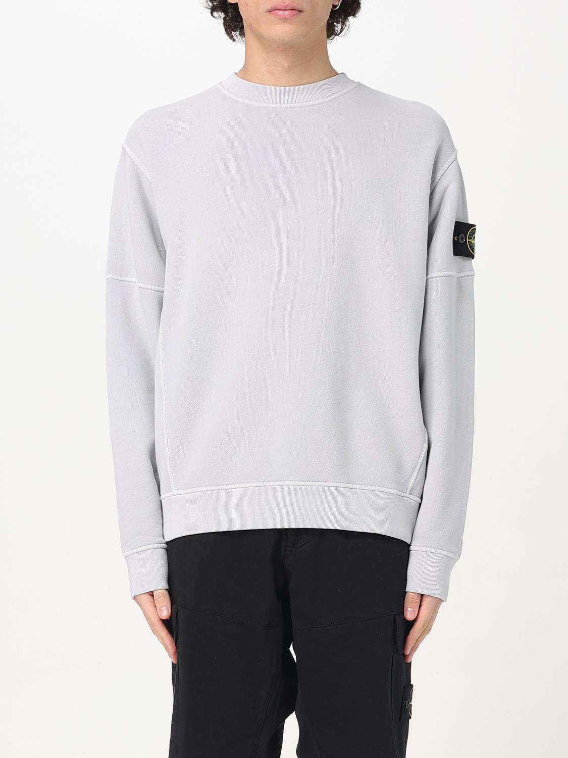Stone Island Crewneck Sweatshirt With Raised Seams In Grey
