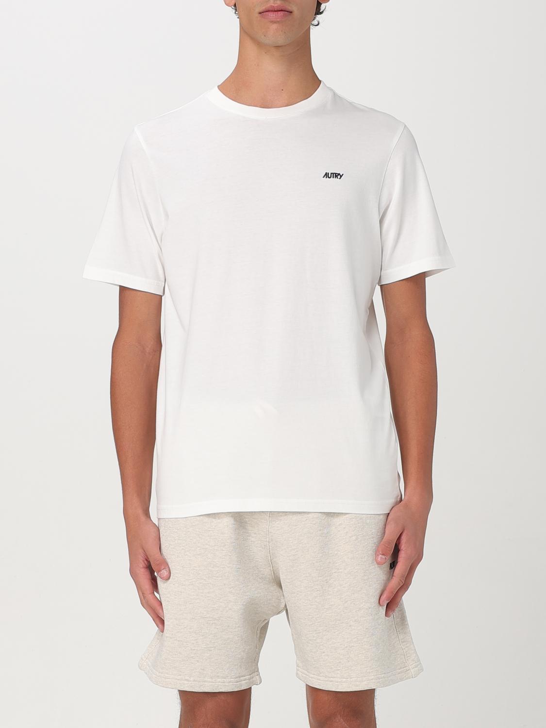 Autry White Round Neck T-shirt With Logo Embroidered On The Front In Cotton Man In Weiss