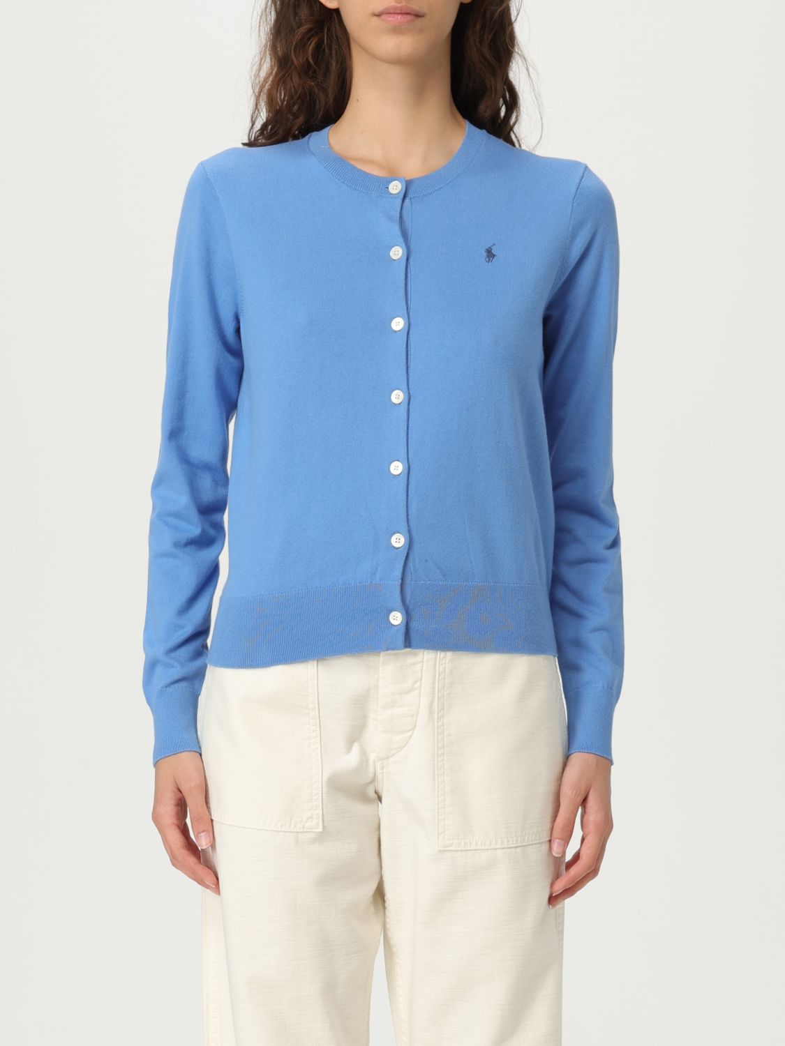 Polo Ralph Lauren Cardigan A Girocollo In Misto Cotone Con Logo