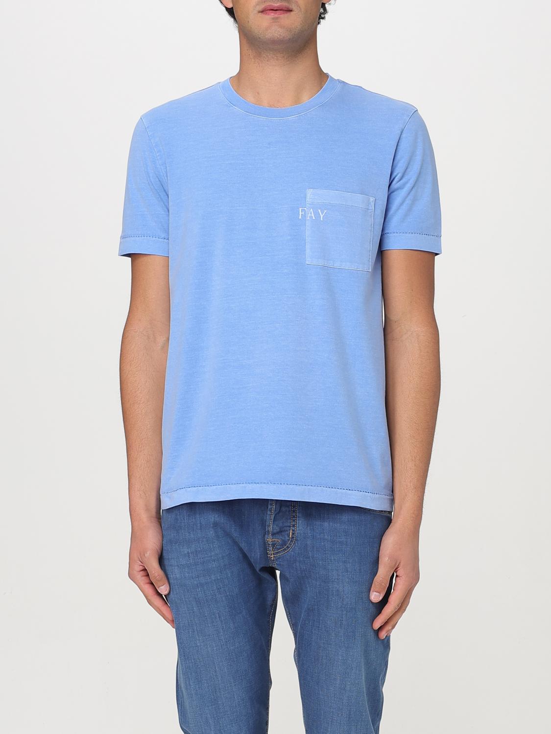 Fay T-shirt Jersey Satinata T-shirt In Sky Blue