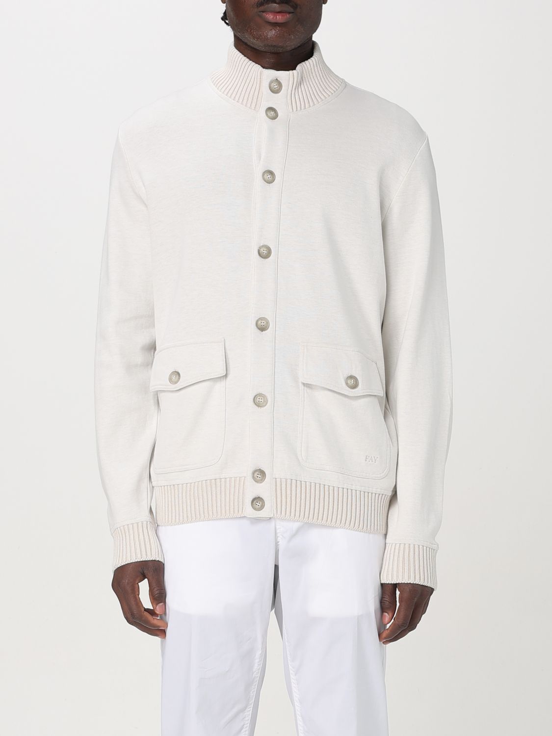 Shop Fay Cardigan Men Color Mastic In Mastik