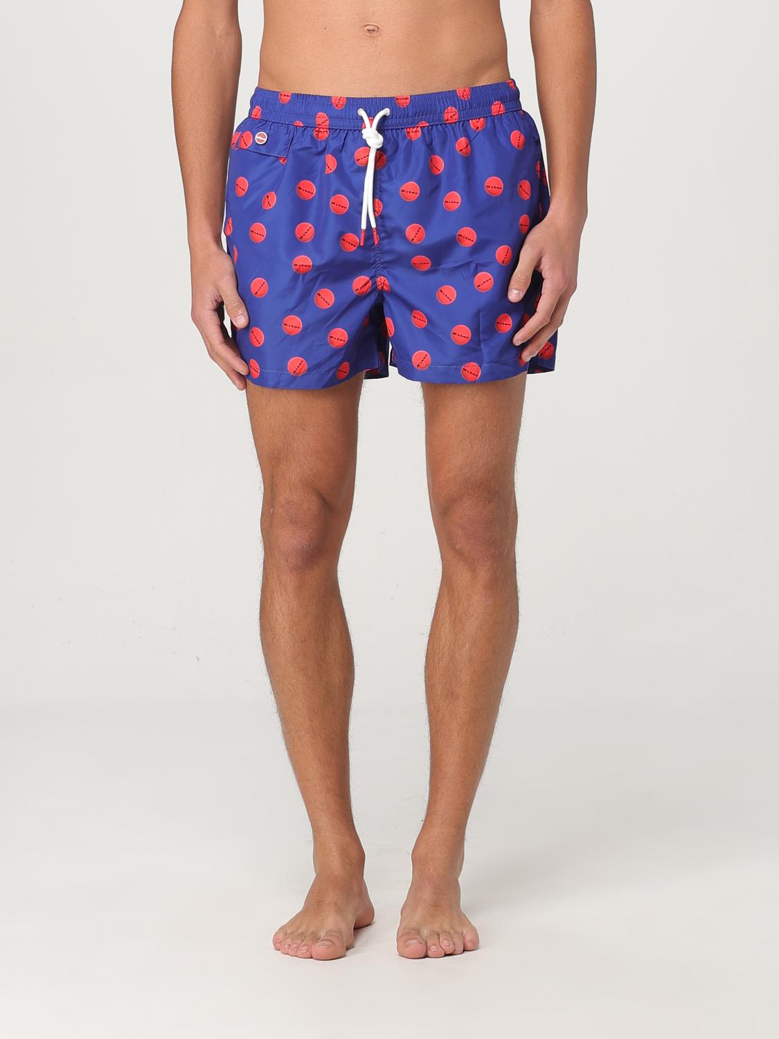Kiton Nylon Swim Trunk With All-over Print In Multicolor