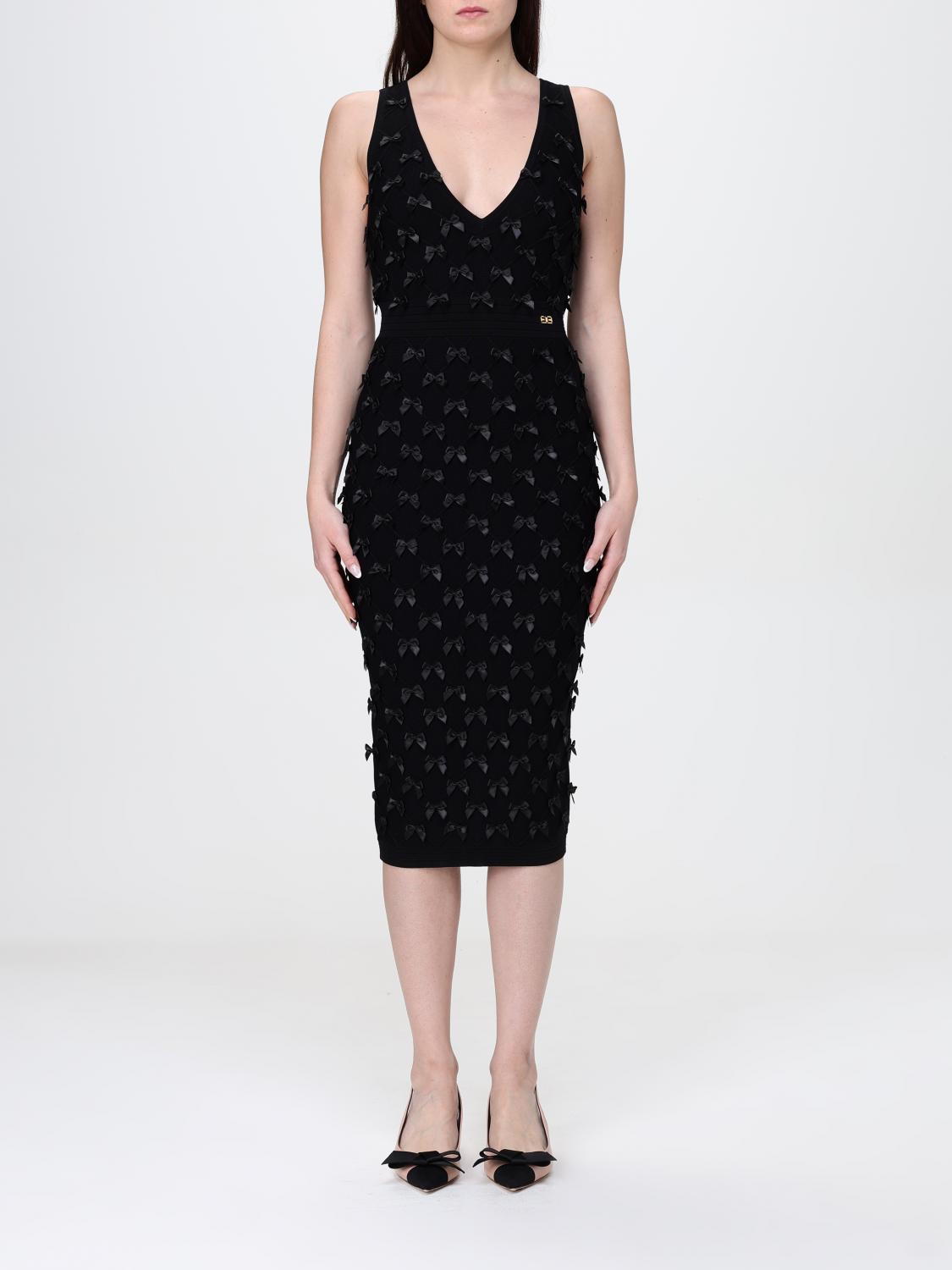 Elisabetta Franchi Bow-detailing Midi Dress In Black