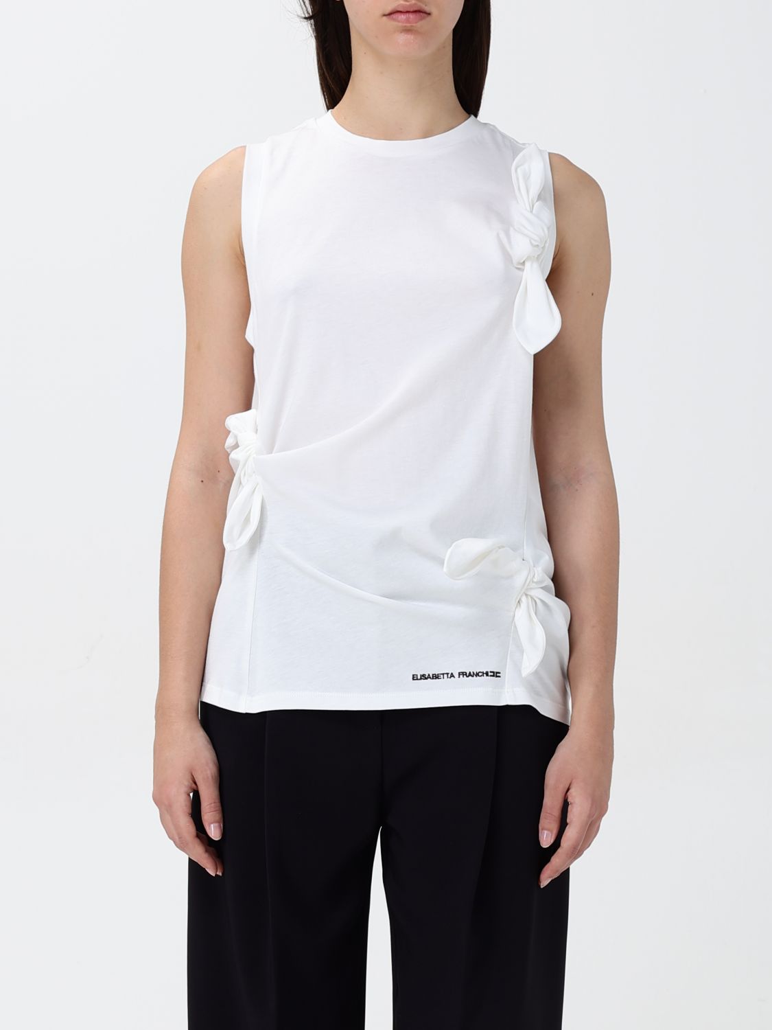 Elisabetta Franchi Bow-detail Jersey Tank Top In White
