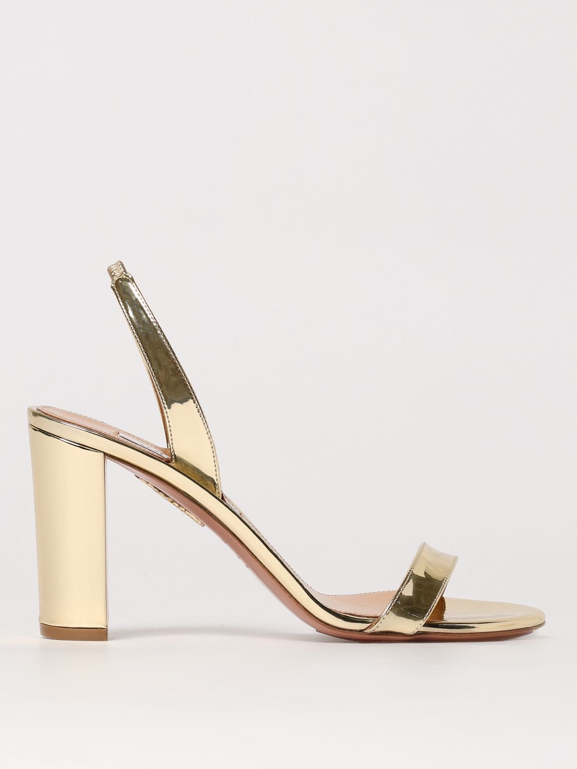 Aquazzura So Nude Block-heel Sandals In Gold