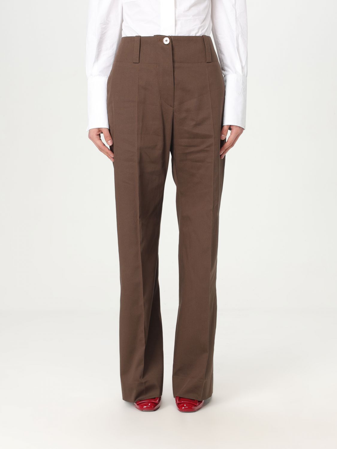 Shop Patou Pants Woman Color Brown
