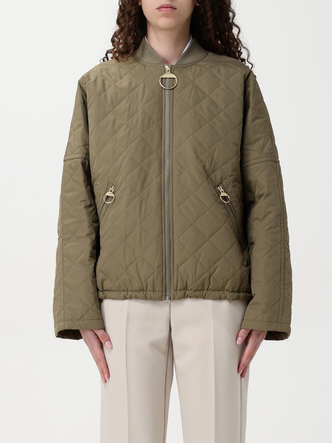 Shop Barbour Jacket Woman Color Green