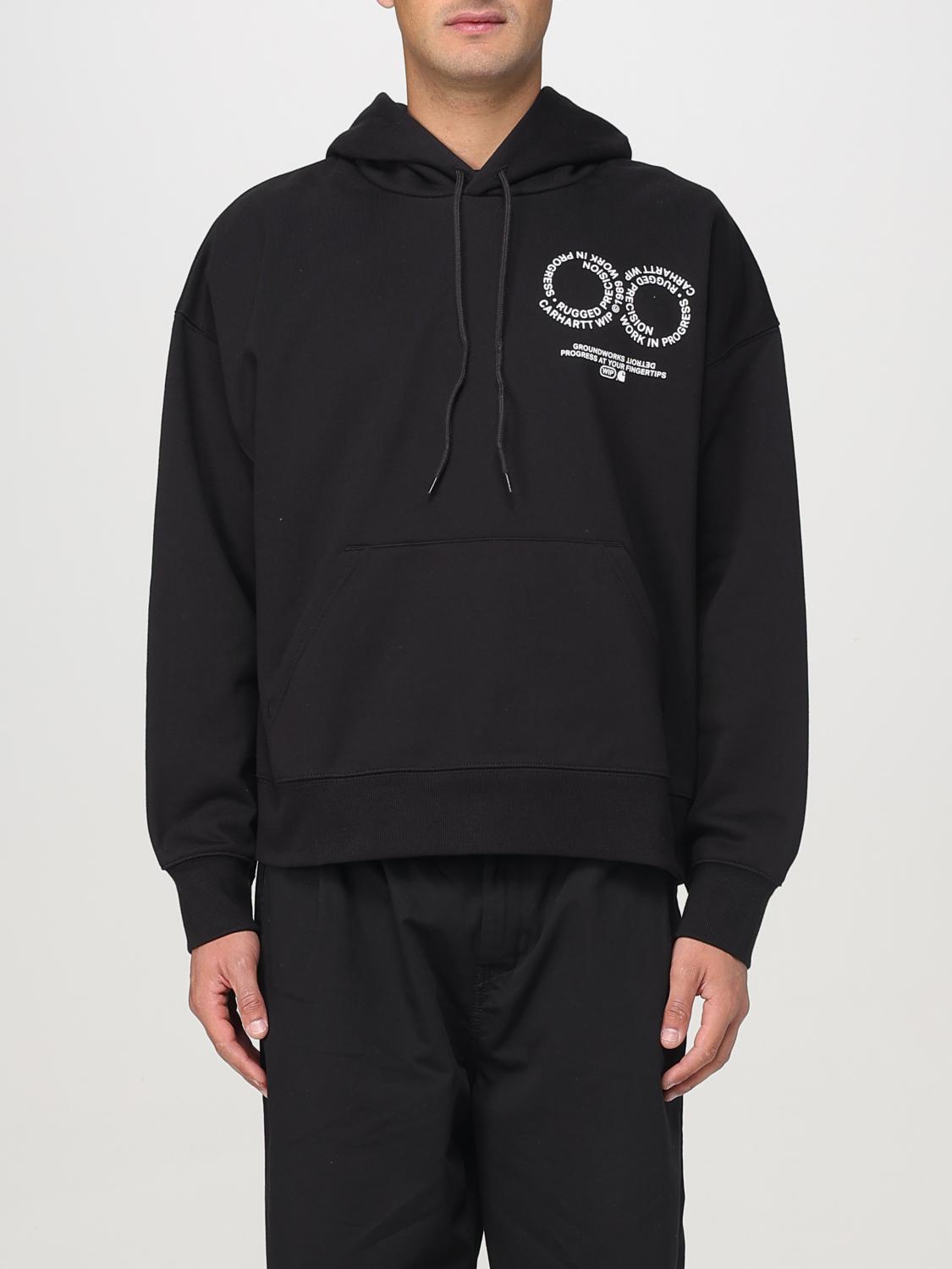 Carhartt Hooded Rotation Sweat In Misto Cotone Nero Uomo In Black