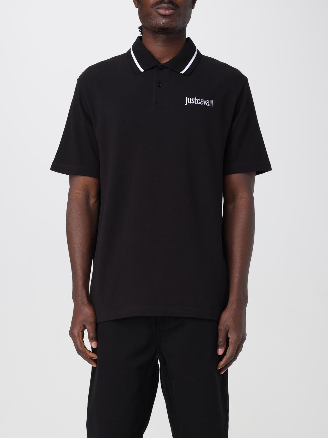 Just Cavalli Logo-embroidered Polo Shirt In Black