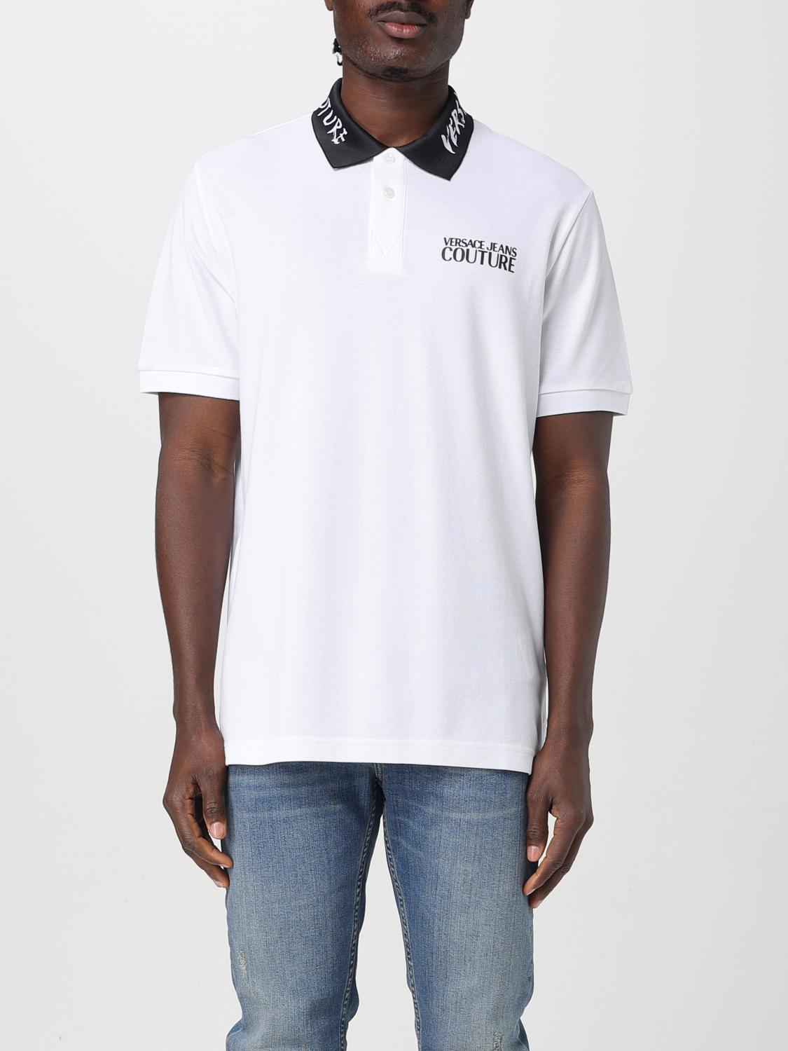 VERSACE JEANS COUTURE Polo Shirt Men color White　VERSACE JEANS COUTURE ポロシャツ メンズ カラー ホワイト VERSACE