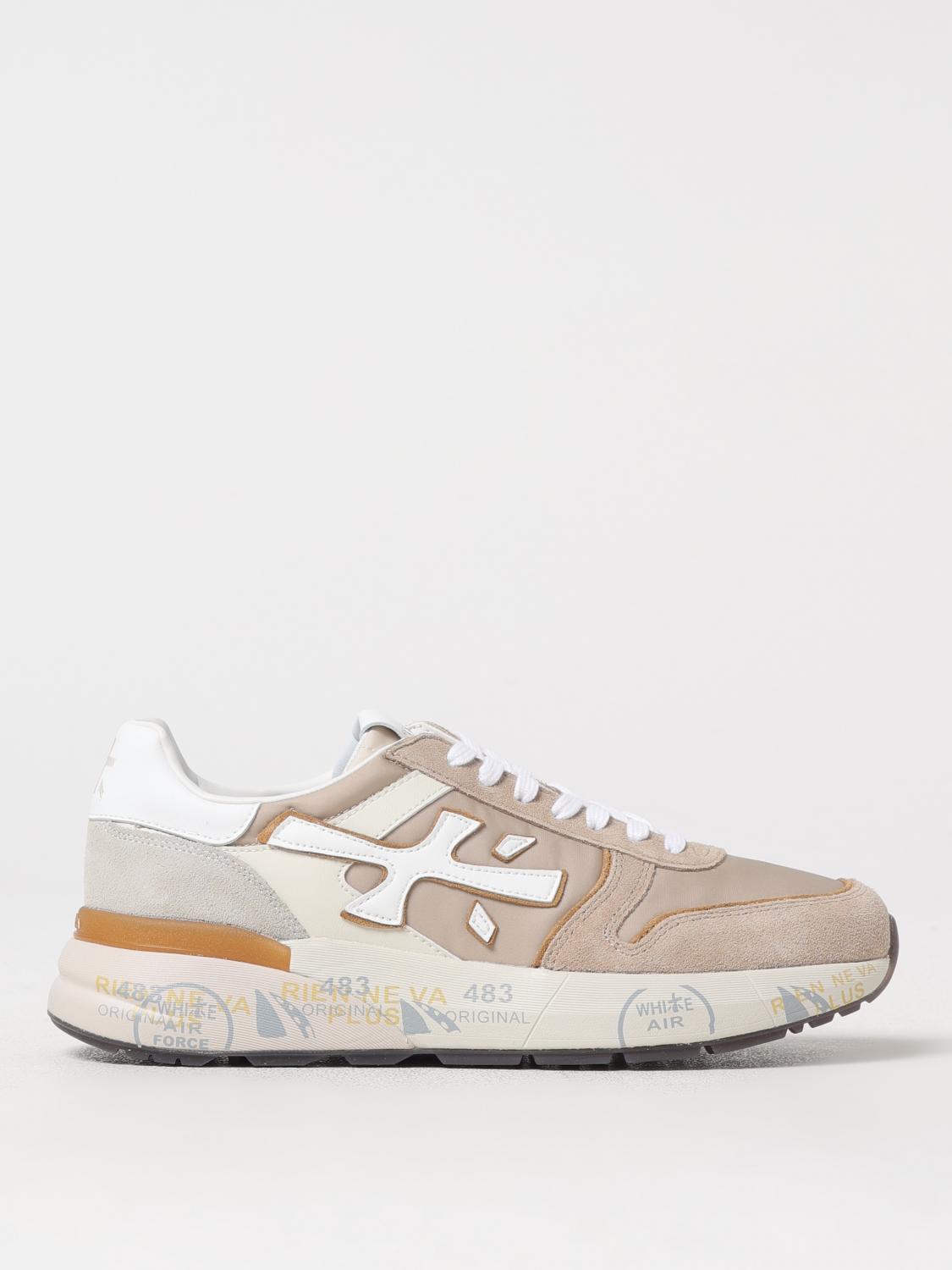 Premiata Sporty Sneakers With Smooth And Textured Materials In White